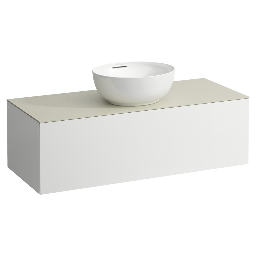 Élément inférieur
ILBAGNOALESSI
120,0 x 37,0 x 50,0 cm
élément à 1 tiroir
avec plaque de recouvrement
de 6 mm céramique Calce Avorio
pour lavabo à poser
234 074-077, découpe au centre