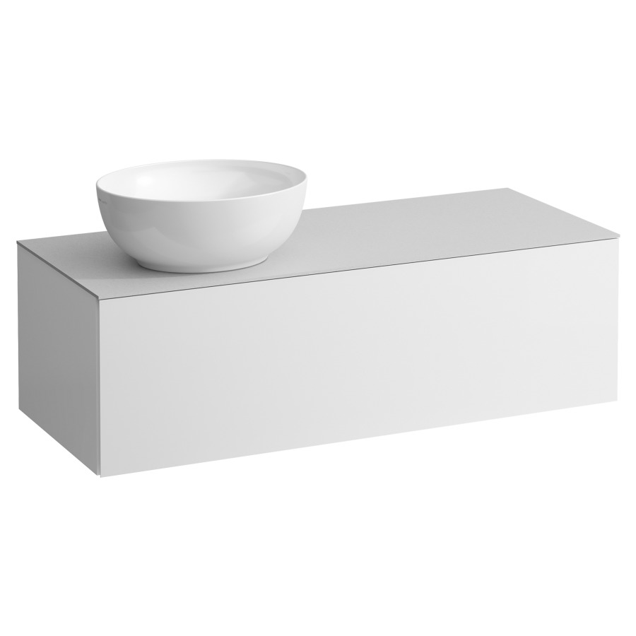 Élément inférieur
ILBAGNOALESSI
120,0 x 37,0 x 50,0 cm
élément à 1 tiroir
avec plaque de recouvrement
de 6 mm céramique Calce Avorio
pour lavabo à poser
234 074-077, découpe à gauche
