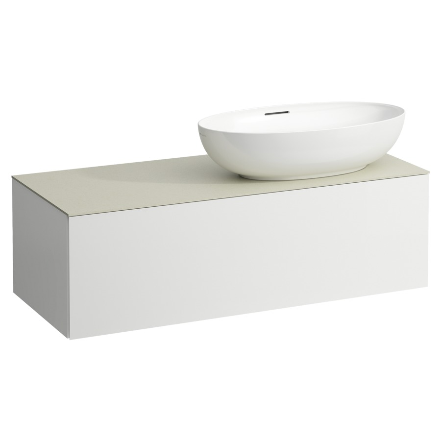 Élément inférieur
ILBAGNOALESSI
120,0 x 37,0 x 50,0 cm
élément à 1 tiroir
avec plaque de recouvrement
de 6 mm céramique Calce Avorio
pour lavabo à poser
234 076/077, découpe à droite