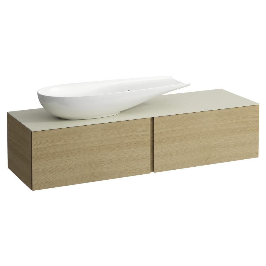Élément inférieur
ILBAGNOALESSI
160,0 x 37,0 x 50,0 cm
élément à 2 tiroirs
avec plaque de recouvrement
de 6 mm céramique Calce Avorio
pour lavabo à poser 234 073
découpe à gauche