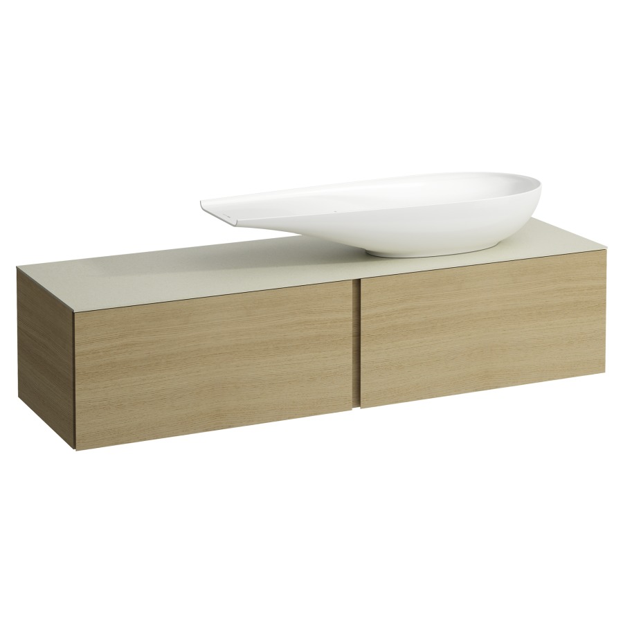Élément inférieur
ILBAGNOALESSI
160,0 x 37,0 x 50,0 cm
élément à 2 tiroirs
avec plaque de recouvrement
de 6 mm céramique Calce Avorio
pour lavabo à poser 234 073
découpe à droite