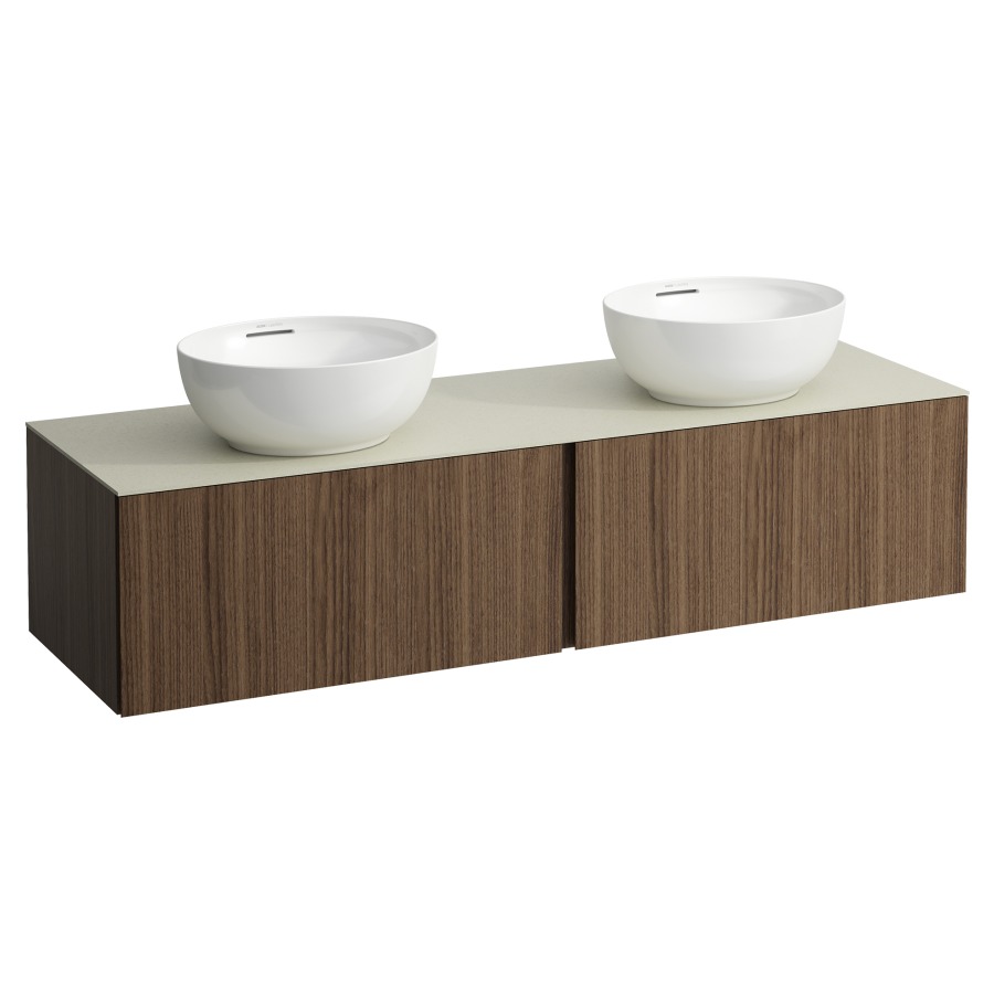Élément inférieur
ILBAGNOALESSI
160,0 x 37,0 x 50,0 cm
élément à 2 tiroirs
avec plaque de recouvrement
de 6 mm céramique Calce Avorio
pour lavabo à poser
234 074-077, 2 découpes