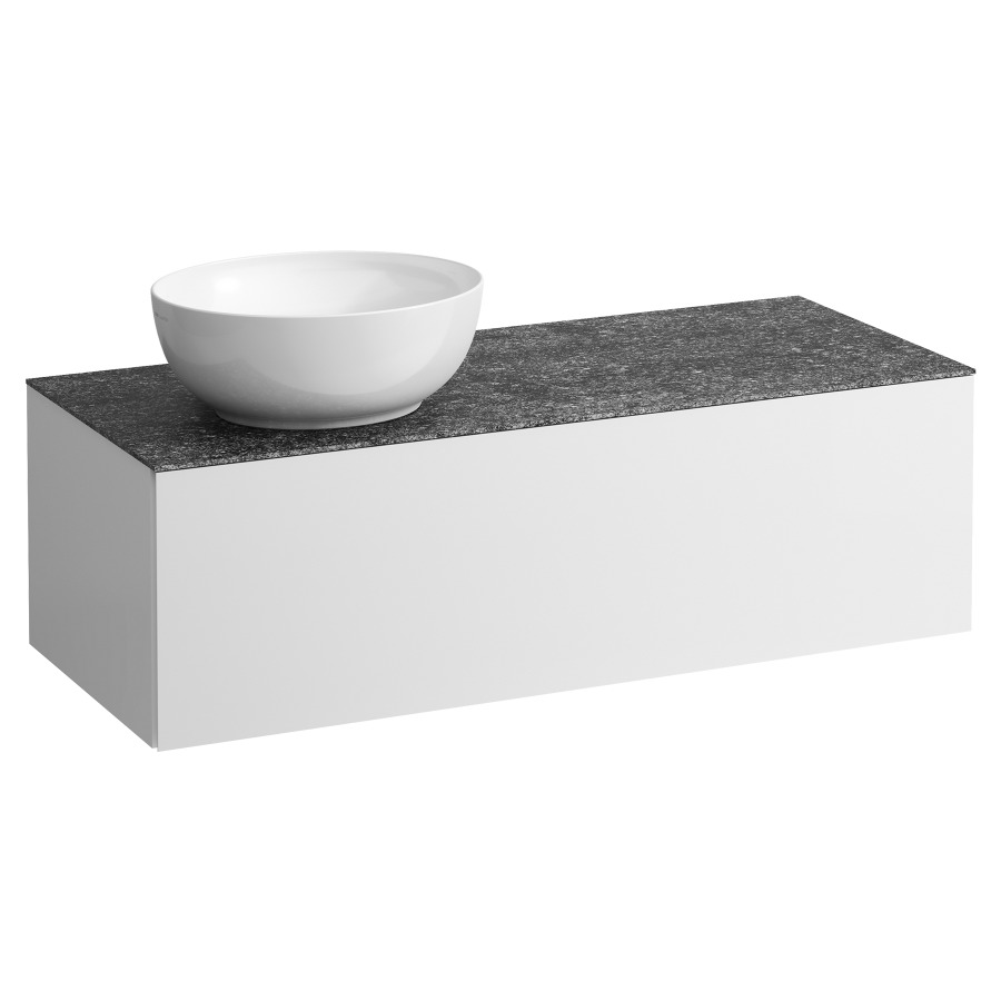 Élément inférieur
ILBAGNOALESSI
120,0 x 37,0 x 50,0 cm
élément à 1 tiroir
avec plaque de recouvrement
de 6 mm céramique Marrone
Naturale, pour lavabo à poser
234 076/077, découpe à gauche