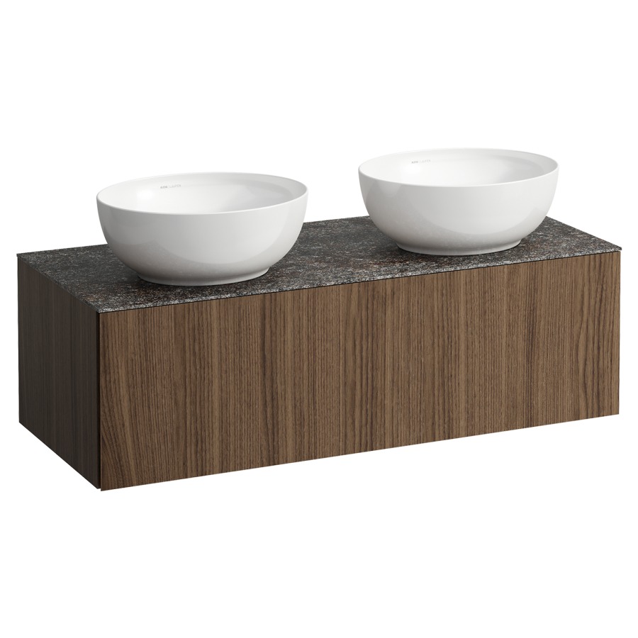 Élément inférieur
ILBAGNOALESSI
120,0 x 37,0 x 50,0 cm
élément à 1 tiroir
avec plaque de recouvrement
de 6 mm céramique Marrone
Naturale, pour lavabo à poser
234 074/075, 2 découpes