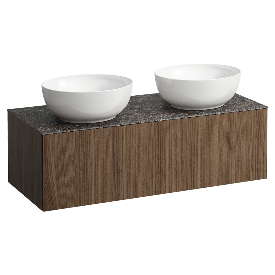 Élément inférieur
ILBAGNOALESSI
120,0 x 37,0 x 50,0 cm
élément à 1 tiroir
avec plaque de recouvrement
de 6 mm céramique Marrone
Naturale, pour lavabo à poser
234 074/075, 2 découpes