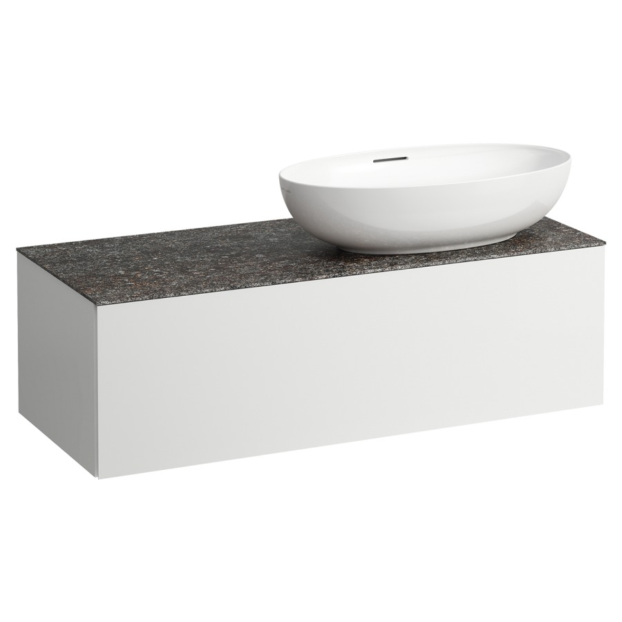 Élément inférieur
ILBAGNOALESSI
120,0 x 37,0 x 50,0 cm
élément à 1 tiroir
avec plaque de recouvrement
de 6 mm céramique Marrone
Naturale, pour lavabo à poser
234 076/077, découpe à droite