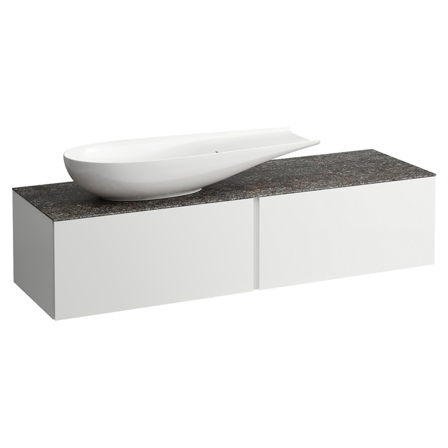 Élément inférieur
ILBAGNOALESSI
160,0 x 37,0 x 50,0 cm
élément à 2 tiroirs
avec plaque de recouvrement
de 6 mm céramique Marrone
Naturale, pour lavabo à poser
234 073, découpe à gauche