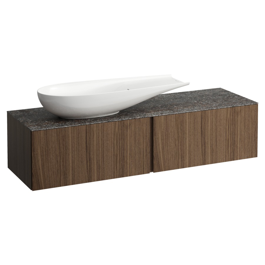 Élément inférieur
ILBAGNOALESSI
160,0 x 37,0 x 50,0 cm
élément à 2 tiroirs
avec plaque de recouvrement
de 6 mm céramique Marrone
Naturale, pour lavabo à poser
234 073, découpe à gauche