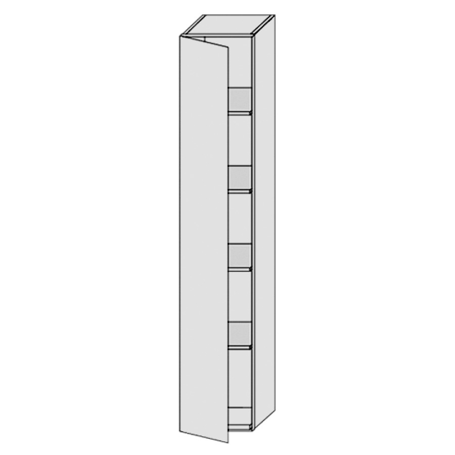 Armoire haute PROGETTO
30,0 x 160,0 x 21,0 cm
1 porte, 4 tablettes en verre
charnière à gauche