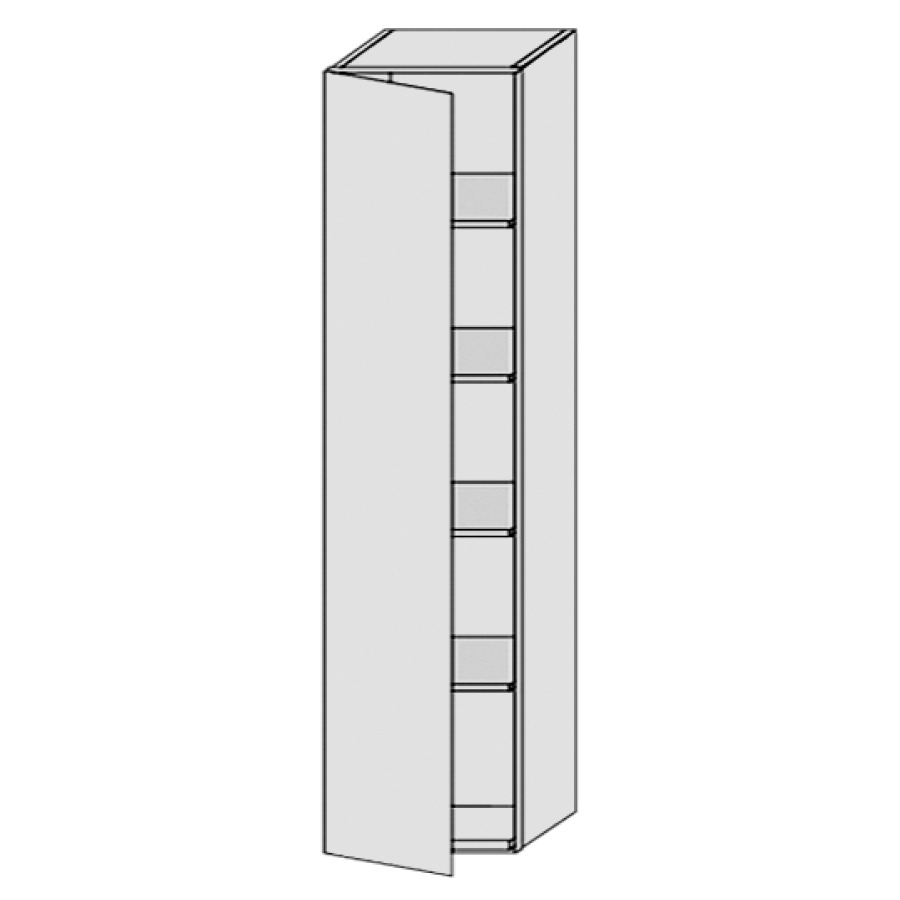 Armoire haute PROGETTO
40,0 x 160,0 x 21,0 cm
1 porte, 4 tablettes en verre
charnière à gauche