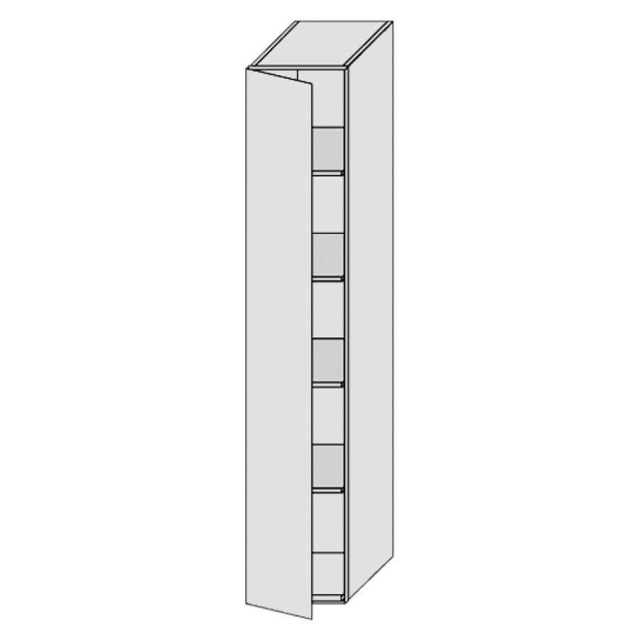 Armoire haute PROGETTO
30,0 x 160,0 x 40,0 cm
1 porte, 4 tablettes en verre
charnière à gauche