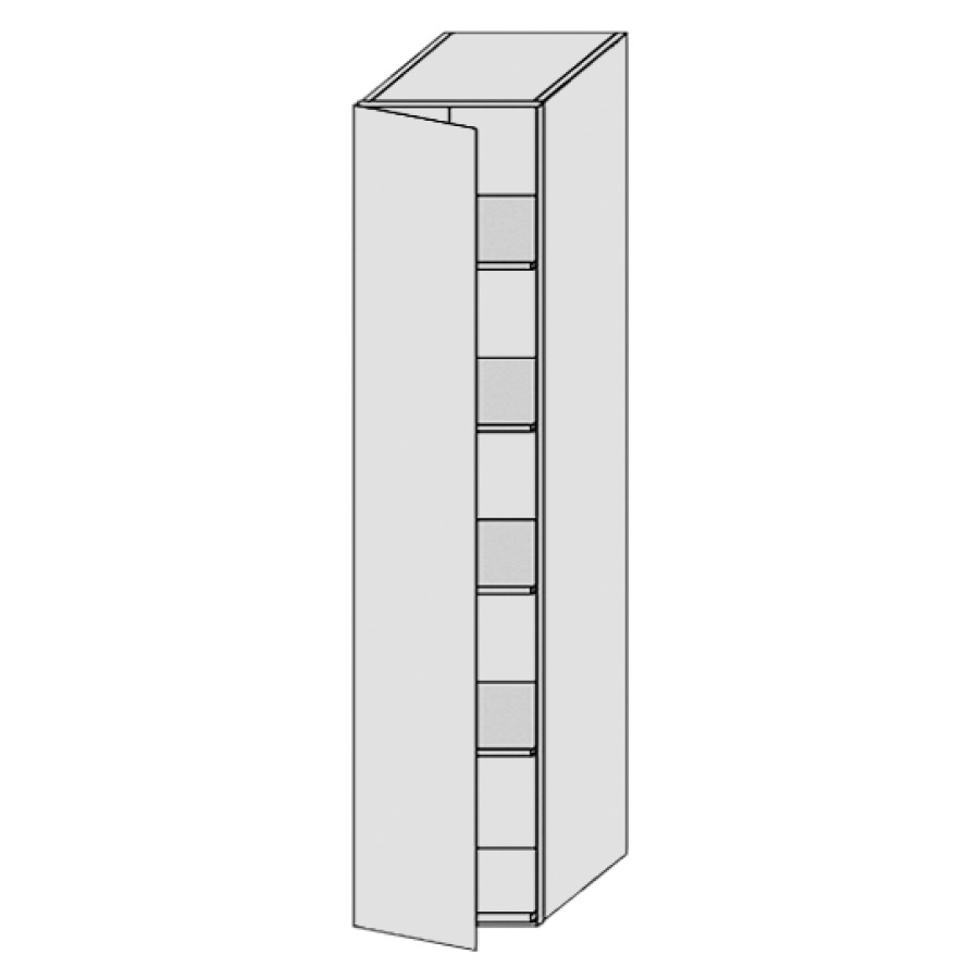 Armoire haute PROGETTO
40,0 x 160,0 x 40,0 cm
1 porte, 4 tablettes en verre
charnière à gauche