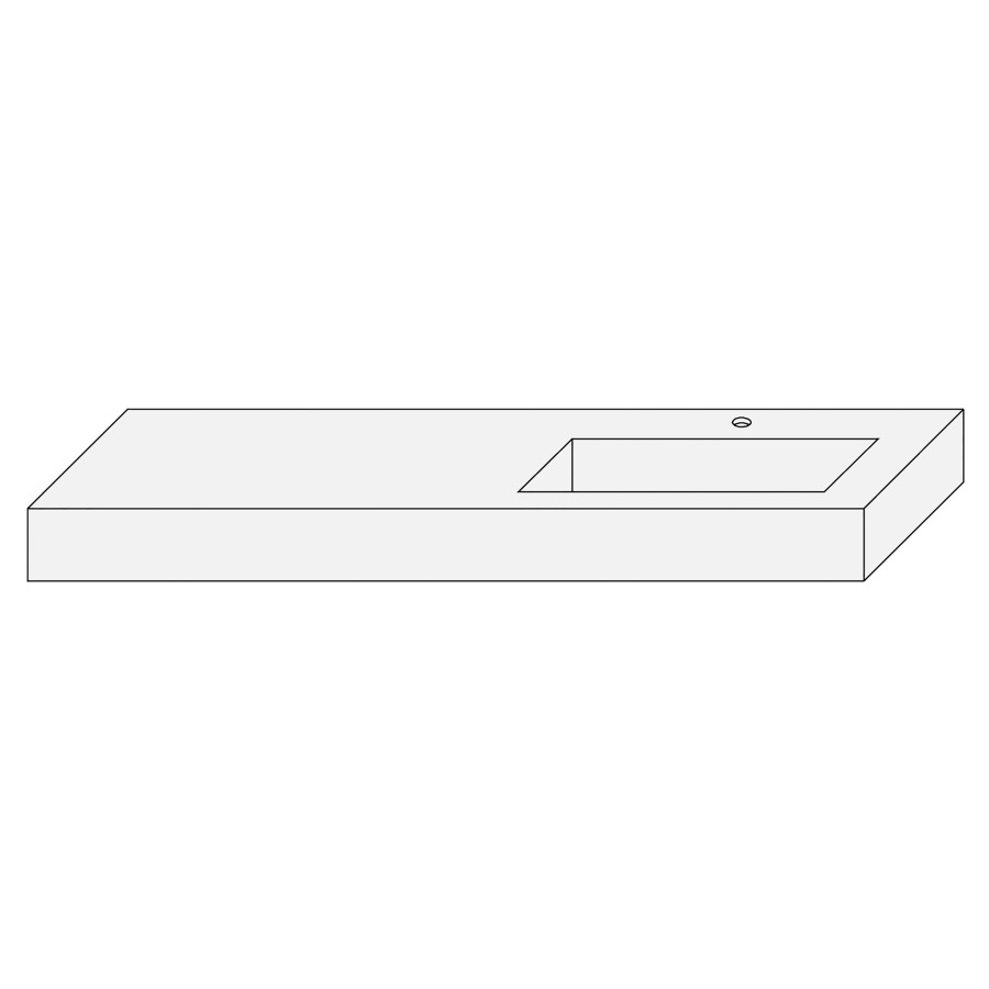 Lavabo QAMAR-DIVO LEONARDO
161,0 x 1 x 52,0 cm
HPL, avec fond amovible
pour élément inférieur
Qamar-Divo Leonardo 161 cm
lavabo à droite