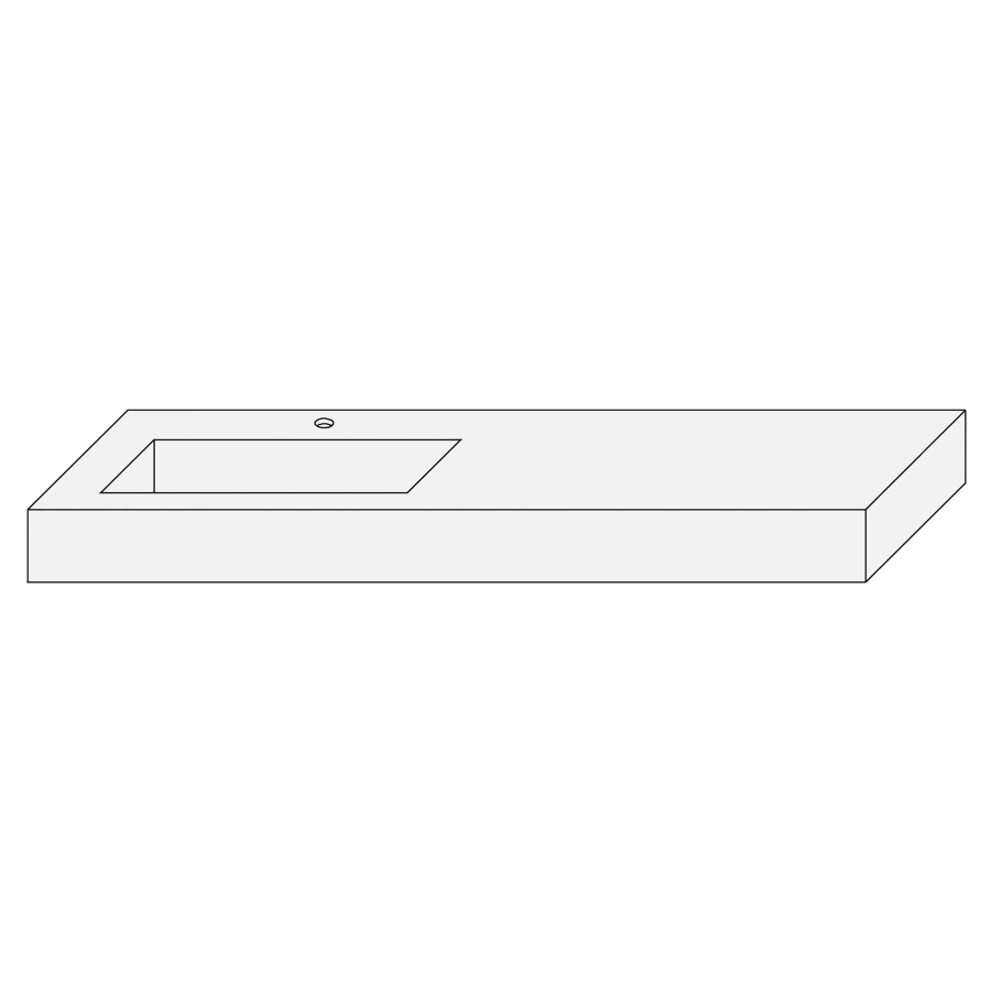 Lavabo QAMAR-DIVO LEONARDO
161,0 x 1 x 52,0 cm
HPL, avec fond amovible
pour élément inférieur
Qamar-Divo Leonardo 161 cm
lavabo à gauche