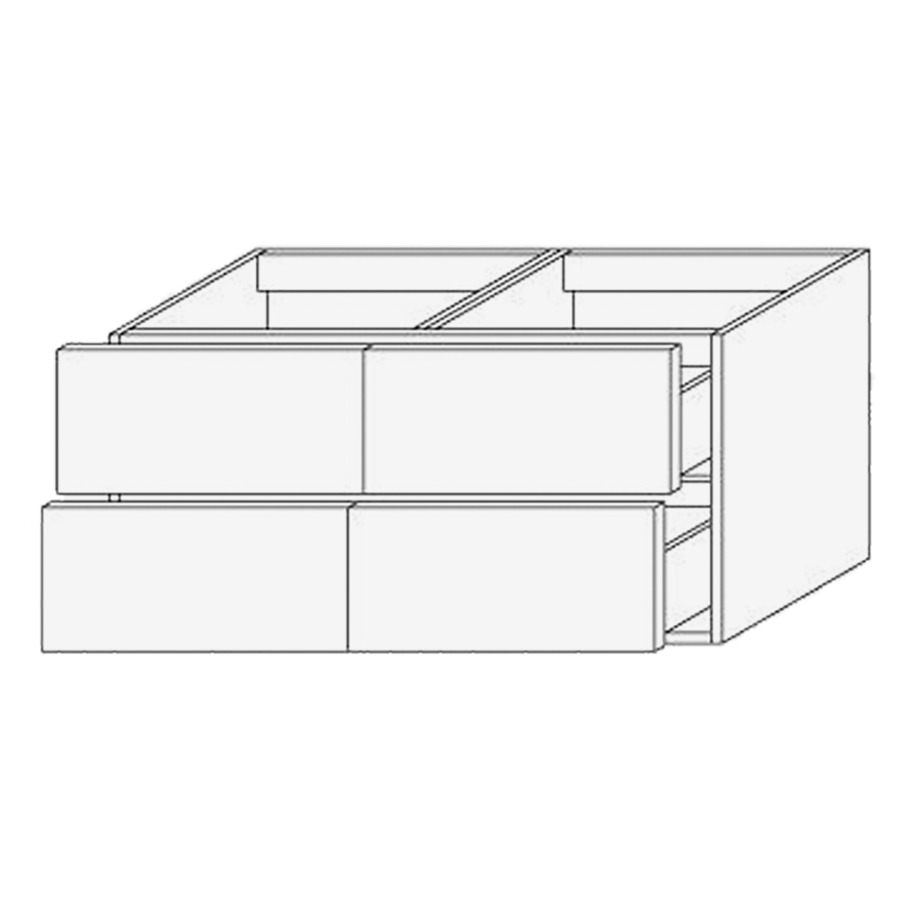 Élément inférieur VILLAGE
120,0 x 60,0 x 45,0 cm
2 éléments à chacune 2 tiroirs
pour 2 lavabos intégrés