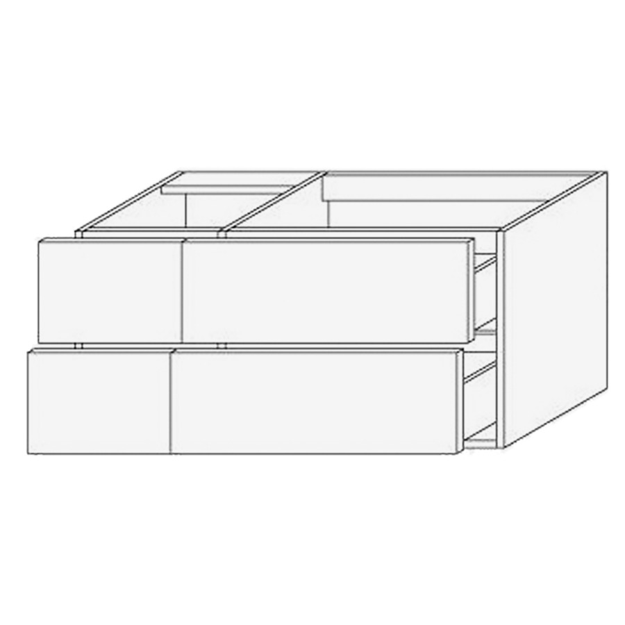 Élément inférieur VILLAGE
120,0 x 60,0 x 45,0 cm
2 éléments (40/80 cm)
à chacune 2 tiroirs
pour lavabo asymétrique
intégré à droite