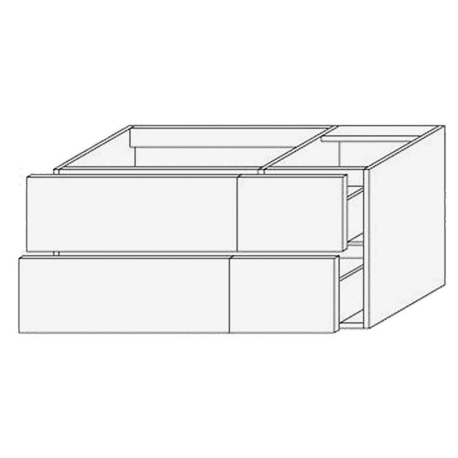 Élément inférieur VILLAGE
120,0 x 60,0 x 45,0 cm
2 éléments (80/40 cm)
à chacune 2 tiroirs
pour lavabo asymétrique
intégré à gauche