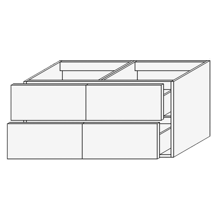 Élément inférieur VILLAGE
140,0 x 60,0 x 45,0 cm
2 éléments à chacune 2 tiroirs
pour 2 lavabos intégrés