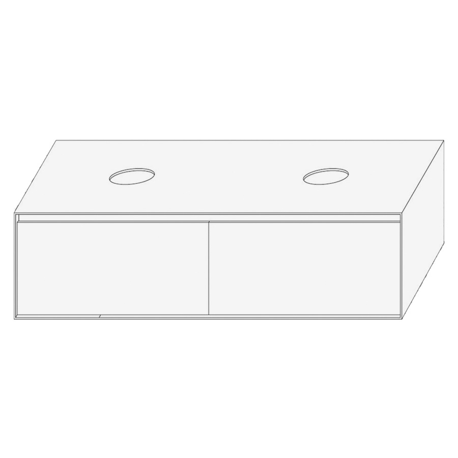 Élément inférieur DIVO
121,0 x 32,0 x 52,0 cm
2 éléments à chacune 2 tiroirs
pour lavabo à poser double