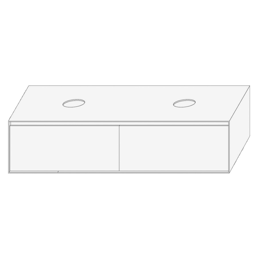 Élément inférieur DIVO
141,0 x 32,0 x 52,0 cm
2 éléments à chacune 2 tiroirs
pour lavabo à poser double