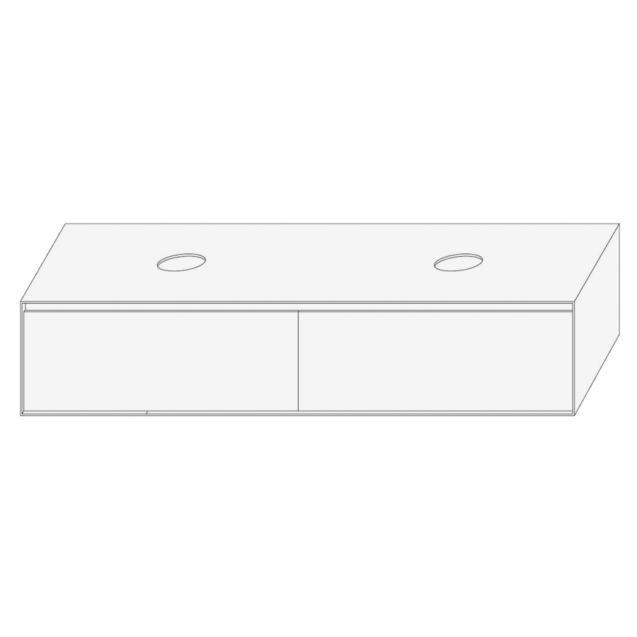 Élément inférieur DIVO
161,0 x 32,0 x 52,0 cm
2 éléments à chacune 2 tiroirs
pour lavabo à poser double