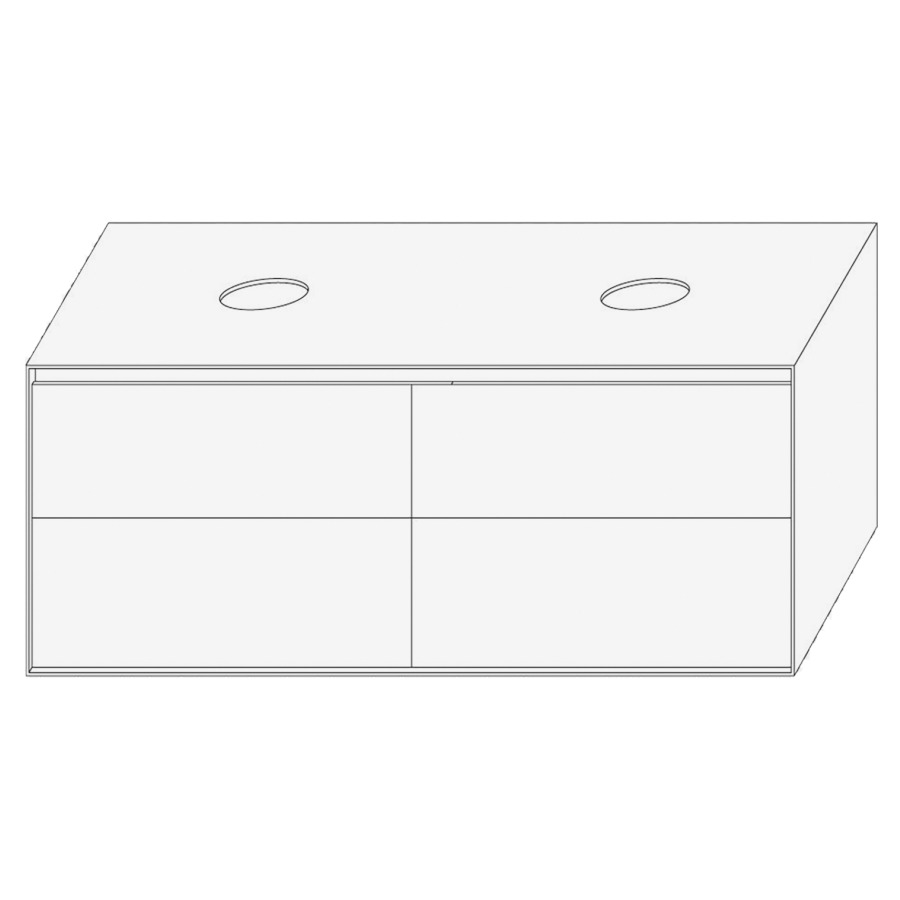 Élément inférieur DIVO
121,0 x 49,0 x 52,0 cm
élément à 2 tiroirs
pour lavabo à poser double