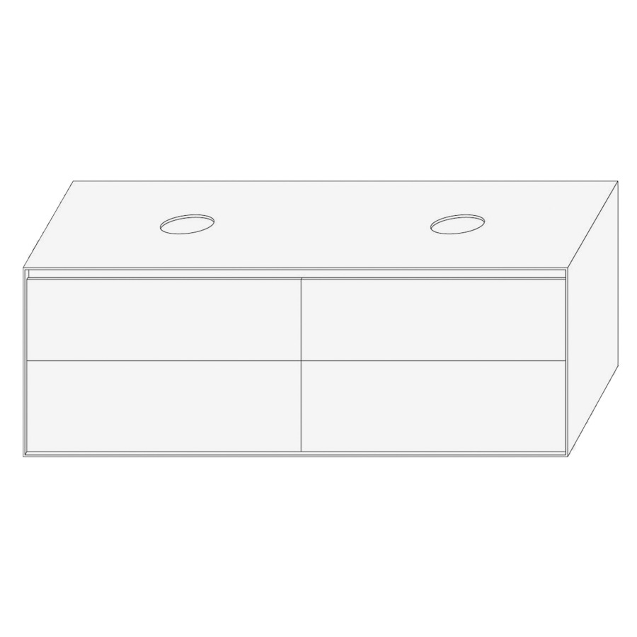Élément inférieur DIVO
141,0 x 49,0 x 52,0 cm
élément à 2 tiroirs
pour lavabo à poser double