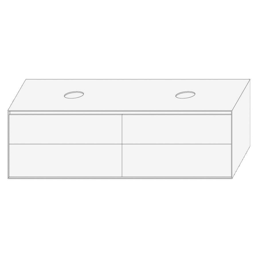 Élément inférieur DIVO
161,0 x 49,0 x 52,0 cm
élément à 2 tiroirs
pour lavabo à poser double
