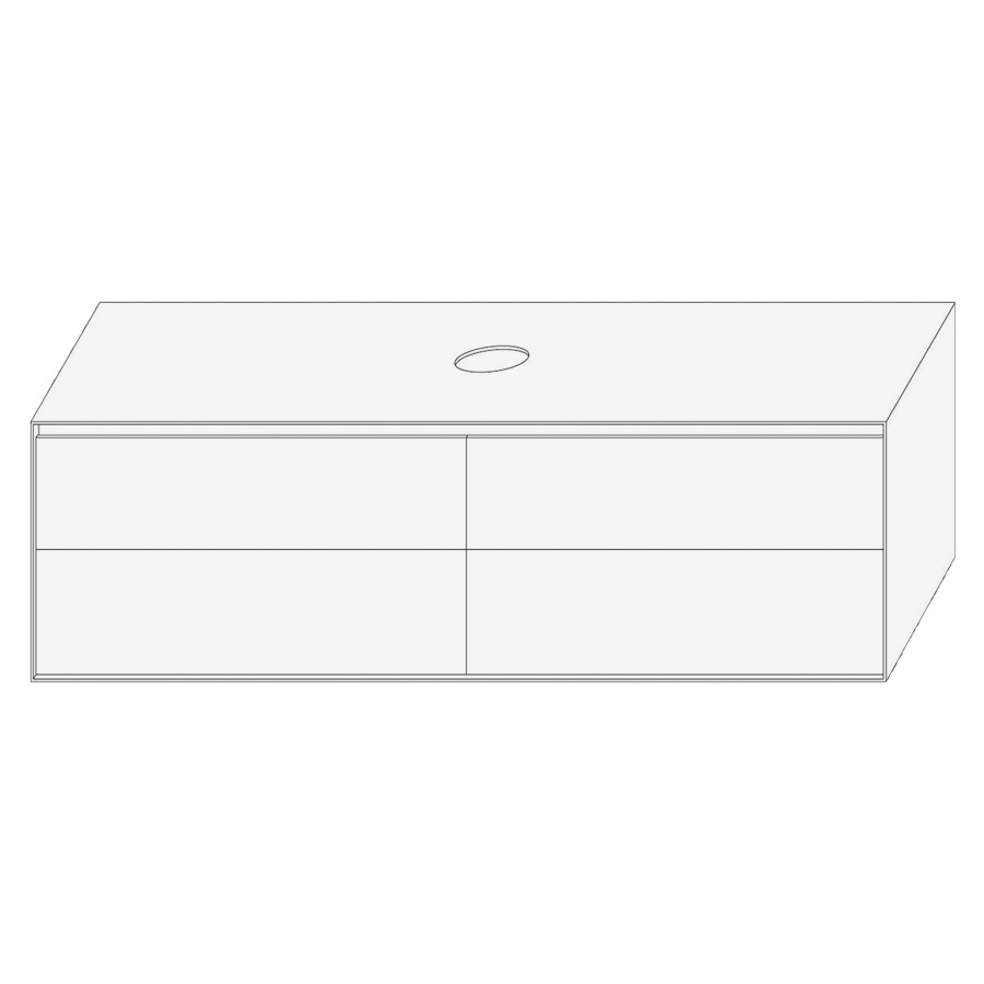 Élément inférieur DIVO
161,0 x 49,0 x 52,0 cm
élément à 2 tiroirs
pour lavabo à poser au millieu