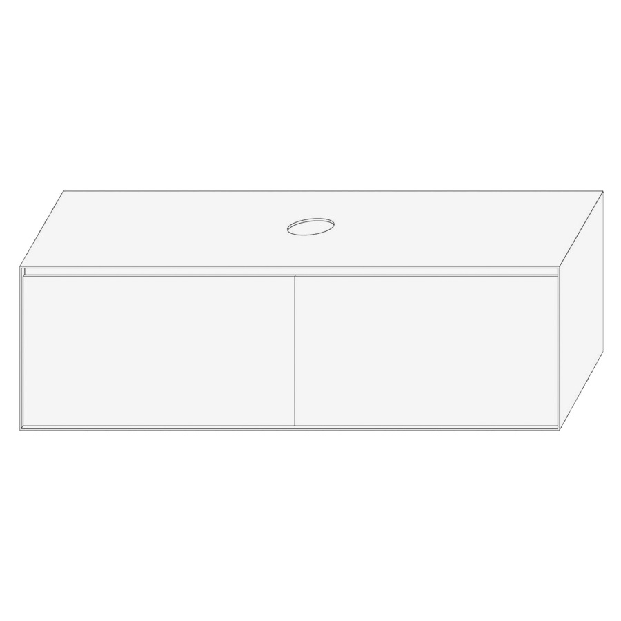Élément inférieur DIVO
161,0 x 49,0 x 52,0 cm
2 éléments à chacune 1 tiroir
pour lavabo à poser au millieu