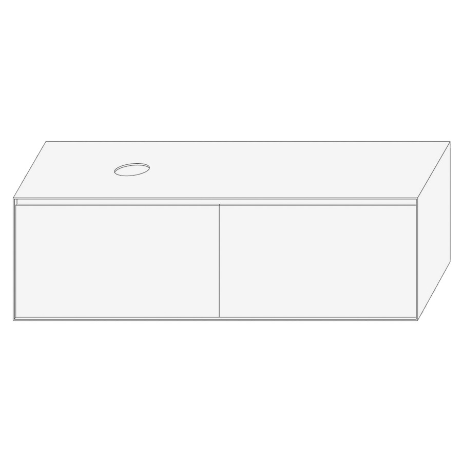 Élément inférieur DIVO
161,0 x 49,0 x 52,0 cm
2 éléments à chacune 1 tiroir
pour lavabo à poser à gauche