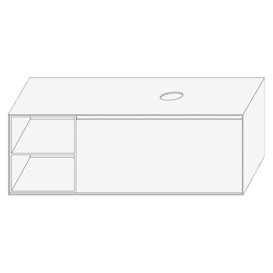 Élément inférieur DIVO
141,0 x 49,0 x 52,0 cm
élément à 1 tiroir
niche ouverte à gauche
pour lavabo à poser à droite