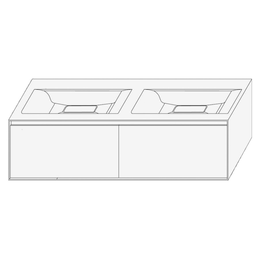 Élément inférieur DIVO
121,0 x 32,0 x 52,0 cm
2 éléments à chacune 2 tiroirs
pour double lavabo intégré