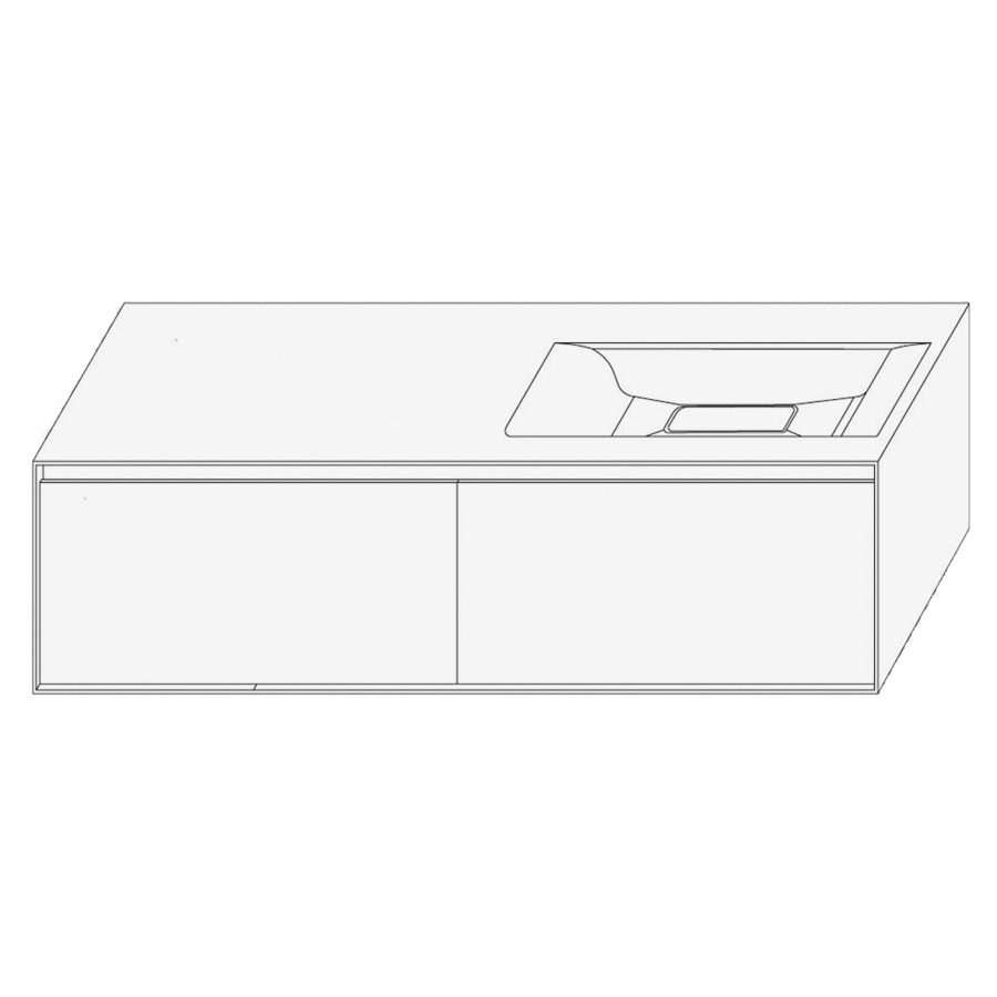 Élément inférieur DIVO
121,0 x 33,0 x 52,0 cm
2 éléments à chacune 2 tiroirs
pour lavabo intégré à droite