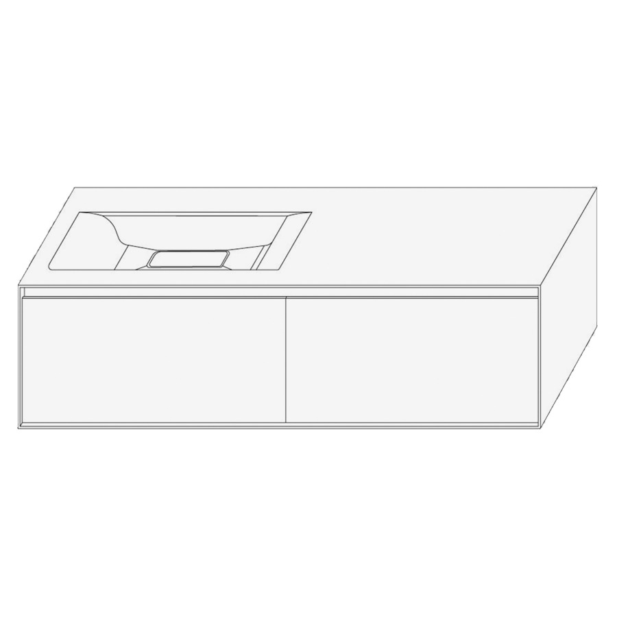 Élément inférieur DIVO
121,0 x 33,0 x 52,0 cm
2 éléments à chacune 2 tiroirs
pour lavabo intégré à gauche