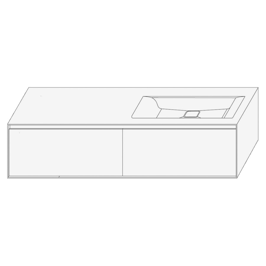 Élément inférieur DIVO
141,0 x 33,0 x 52,0 cm
2 éléments à chacune 2 tiroirs
pour lavabo intégré à droite