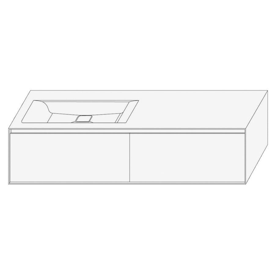 Élément inférieur DIVO
141,0 x 33,0 x 52,0 cm
2 éléments à chacune 2 tiroirs
pour lavabo intégré à gauche