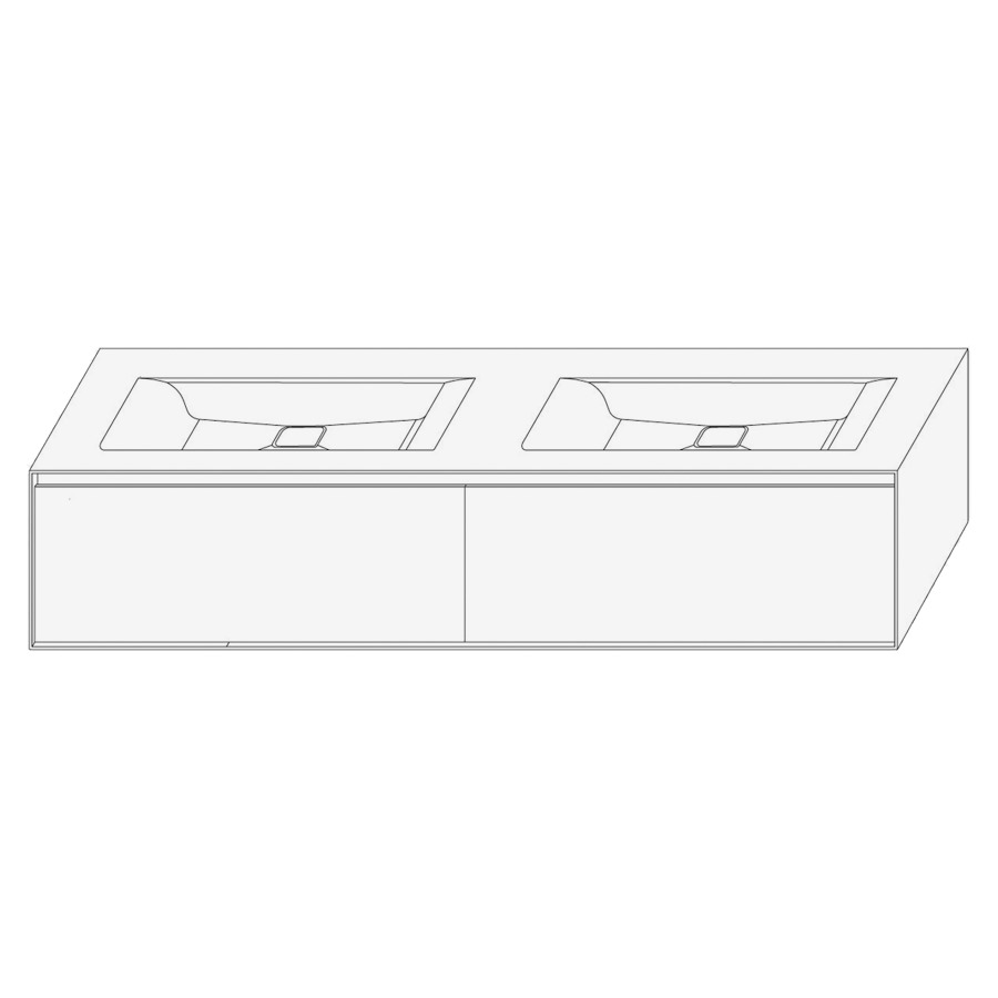 Élément inférieur DIVO
161,0 x 32,0 x 52,0 cm
2 éléments à chacune 2 tiroirs
pour double lavabo intégré