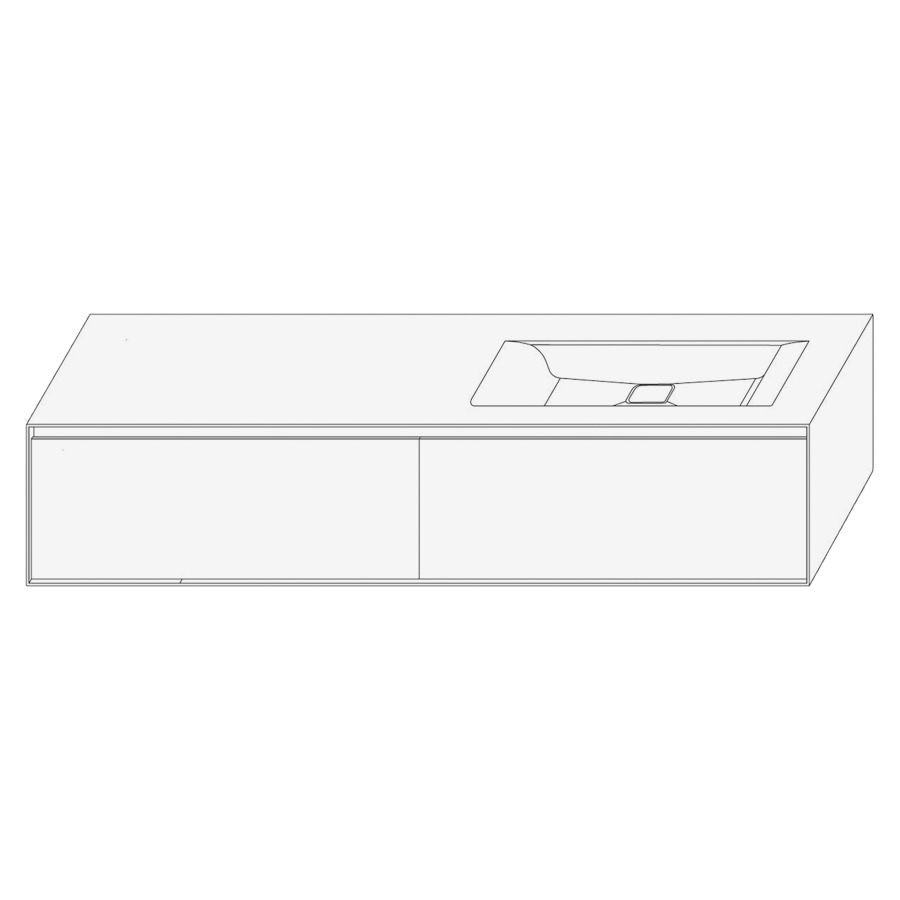 Élément inférieur DIVO
161,0 x 33,0 x 52,0 cm
2 éléments à chacune 2 tiroirs
pour lavabo intégré à droite