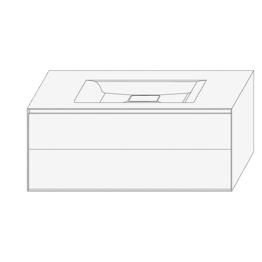 Élément inférieur DIVO
121,0 x 49,0 x 52,0 cm
élément à 2 tiroirs
pour lavabo intégré au millieu