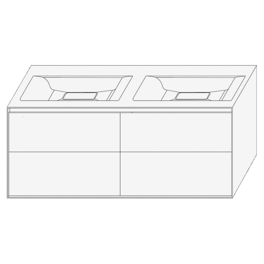 Élément inférieur DIVO
121,0 x 49,0 x 52,0 cm
élément à 2 tiroirs
pour double lavabo intégré