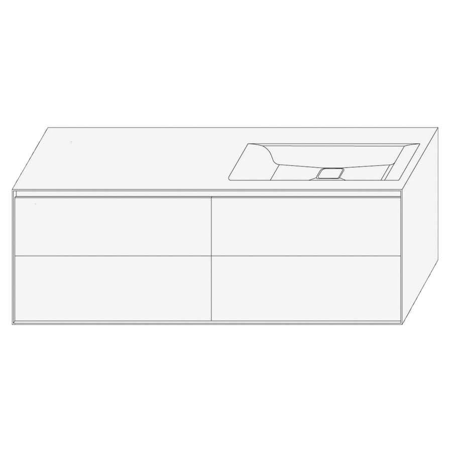 Élément inférieur DIVO
141,0 x 49,0 x 52,0 cm
élément à 2 tiroirs
pour lavabo intégré à droite