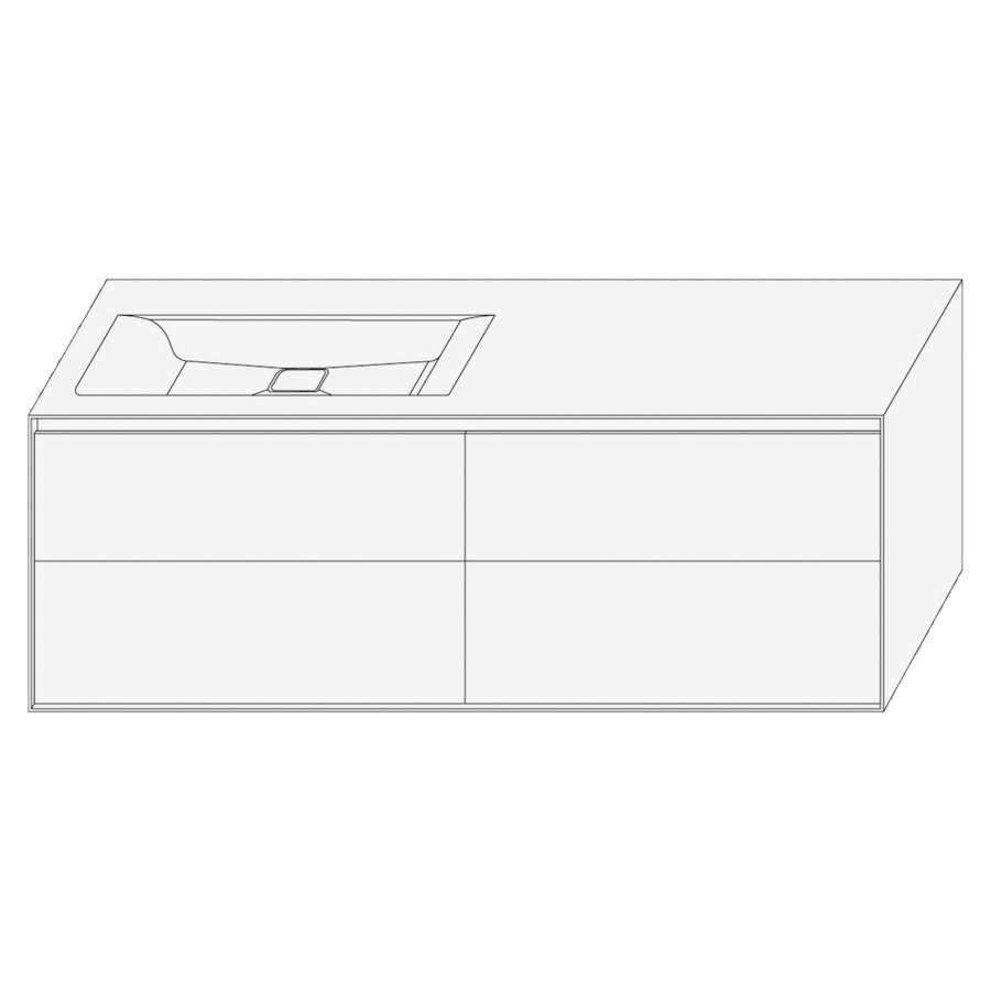 Élément inférieur DIVO
141,0 x 49,0 x 52,0 cm
élément à 2 tiroirs
pour lavabo intégré à gauche