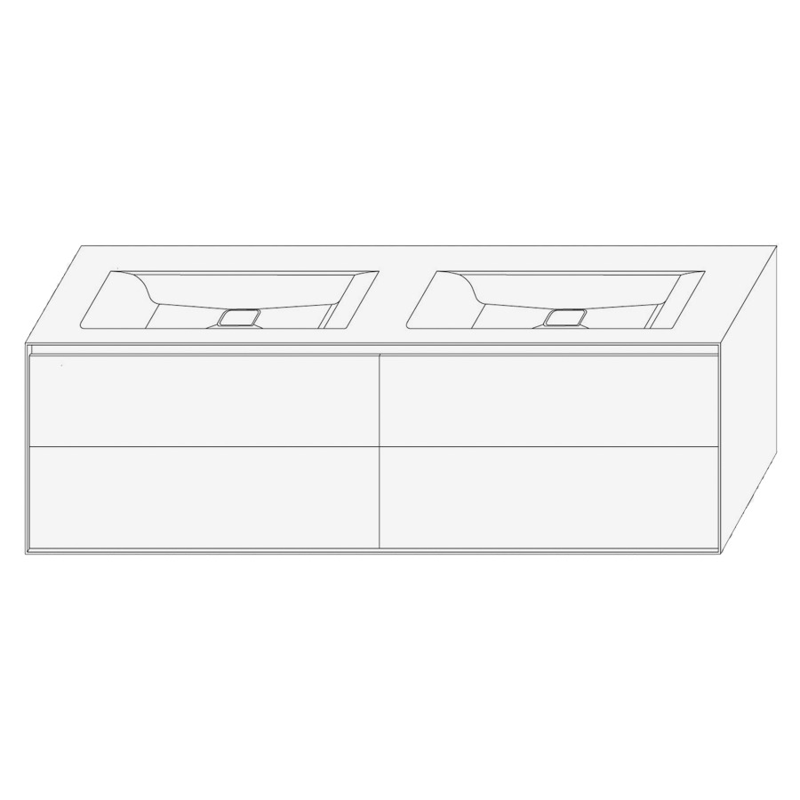 Élément inférieur DIVO
161,0 x 49,0 x 52,0 cm
élément à 2 tiroirs
pour double lavabo intégré