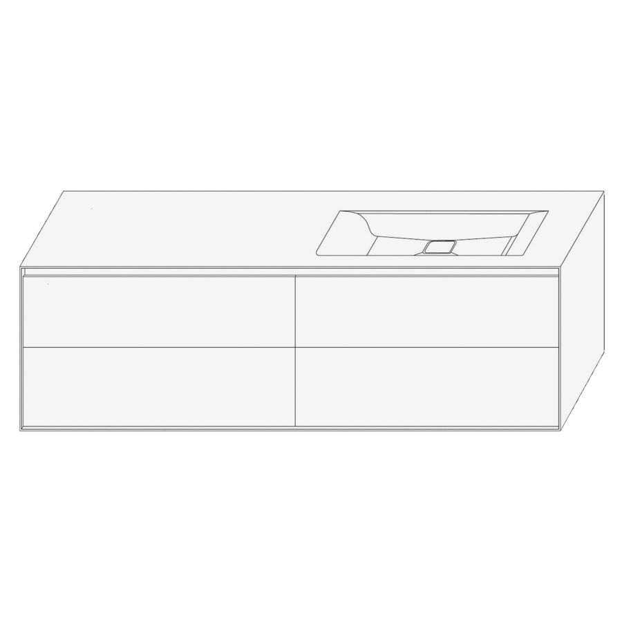 Élément inférieur DIVO
161,0 x 49,0 x 52,0 cm
élément à 2 tiroirs
pour lavabo intégré à droite