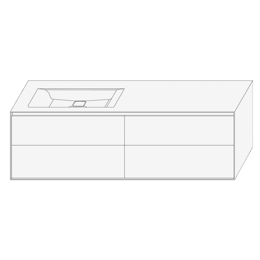 Élément inférieur DIVO
161,0 x 49,0 x 52,0 cm
élément à 2 tiroirs
pour lavabo intégré à gauche