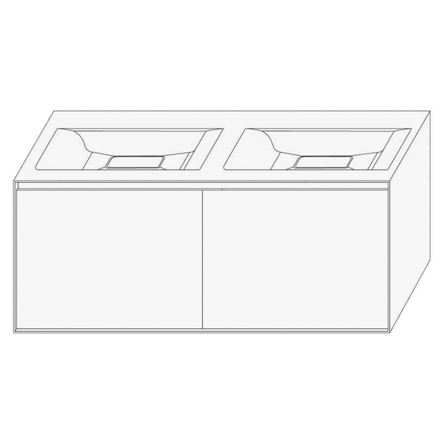Élément inférieur DIVO
121,0 x 49,0 x 52,0 cm
2 éléments à chacune 1 tiroir
pour double lavabo intégré