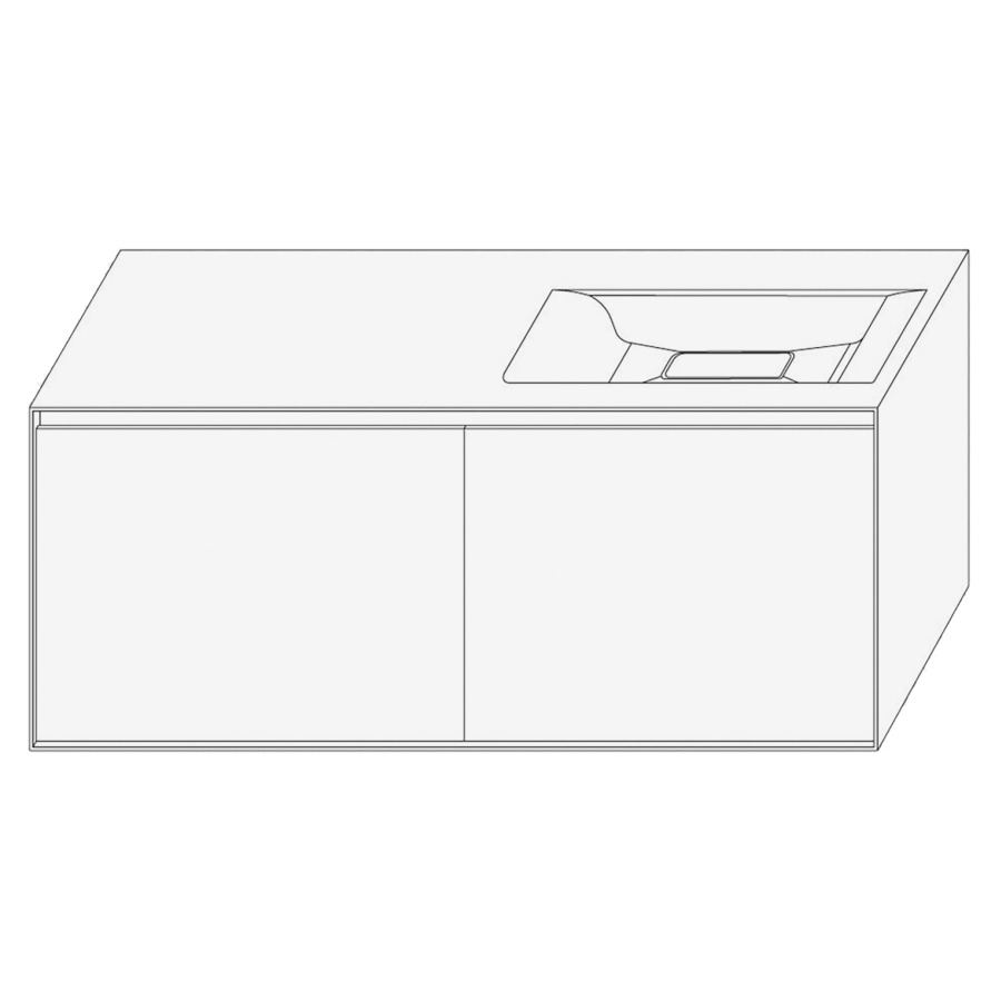 Élément inférieur DIVO
121,0 x 49,0 x 52,0 cm
2 éléments à chacune 1 tiroir
pour lavabo intégré à droite