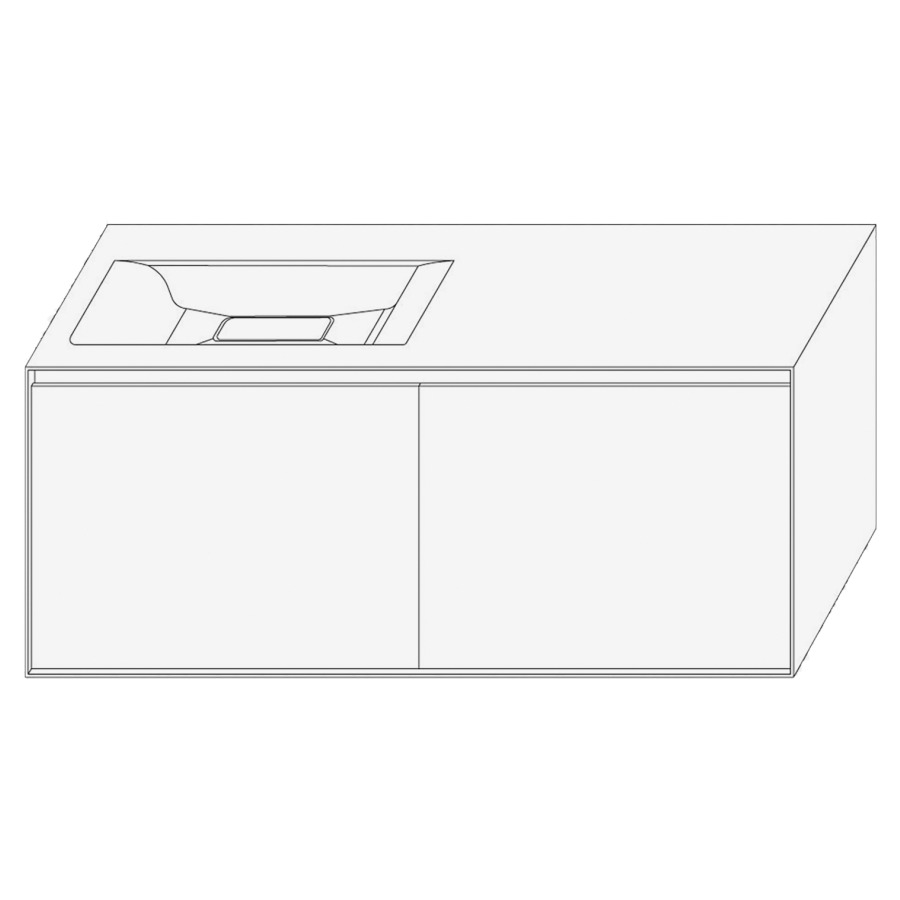 Élément inférieur DIVO
121,0 x 49,0 x 52,0 cm
2 éléments à chacune 1 tiroir
pour lavabo intégré à gauche