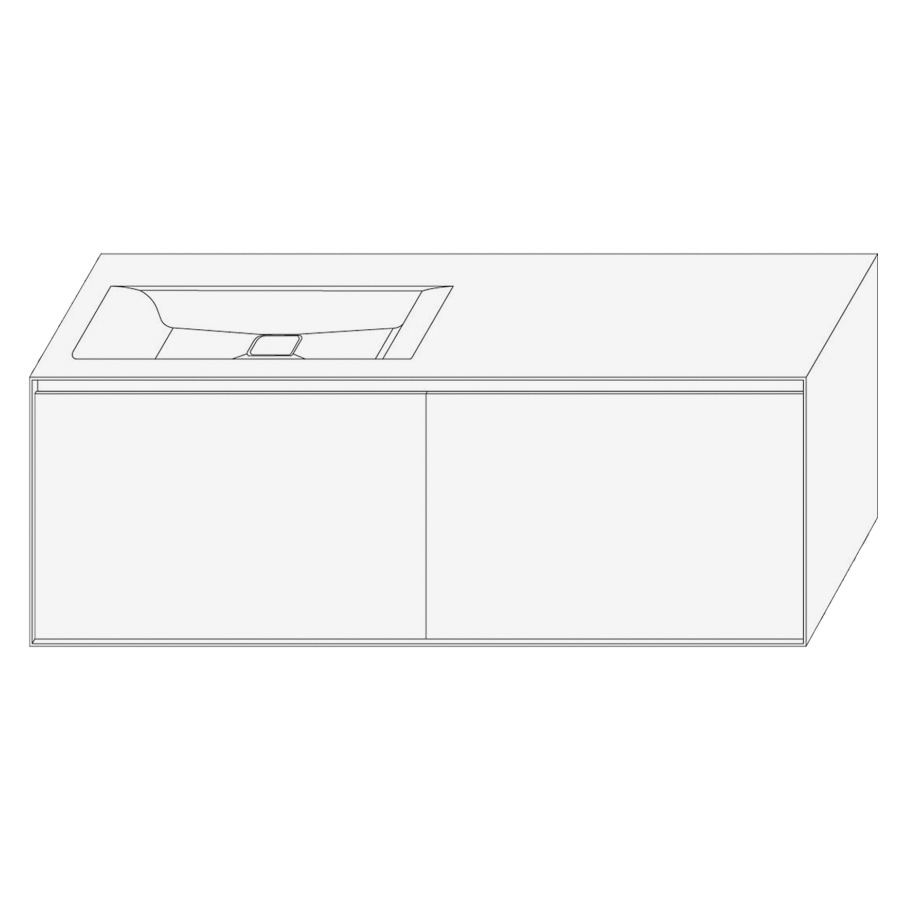 Élément inférieur DIVO
141,0 x 49,0 x 52,0 cm
2 éléments à chacune 1 tiroir
pour lavabo intégré à gauche
